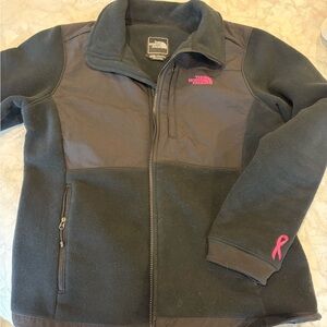 The North Face Limited Edition Black Fleece Jacket with Pink Ribbon